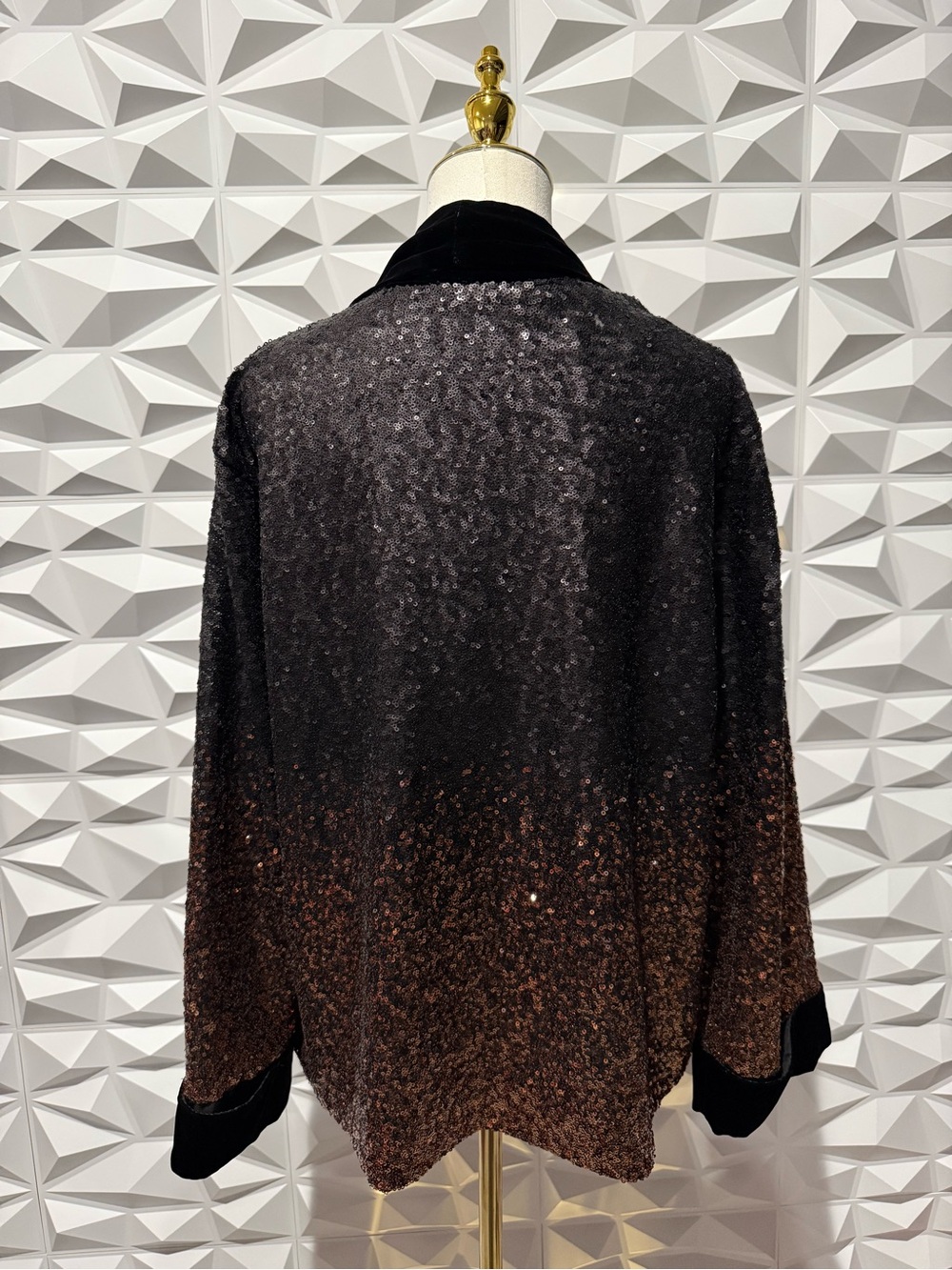 Johnny Was NWT Sequin Dorian Kimono M Black Velvet Trim - Picture 4 of 5